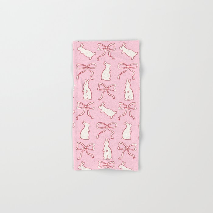 Ribbon Bows and Bunnies in Red, Pink and White Bath Towel Gallery Image 1