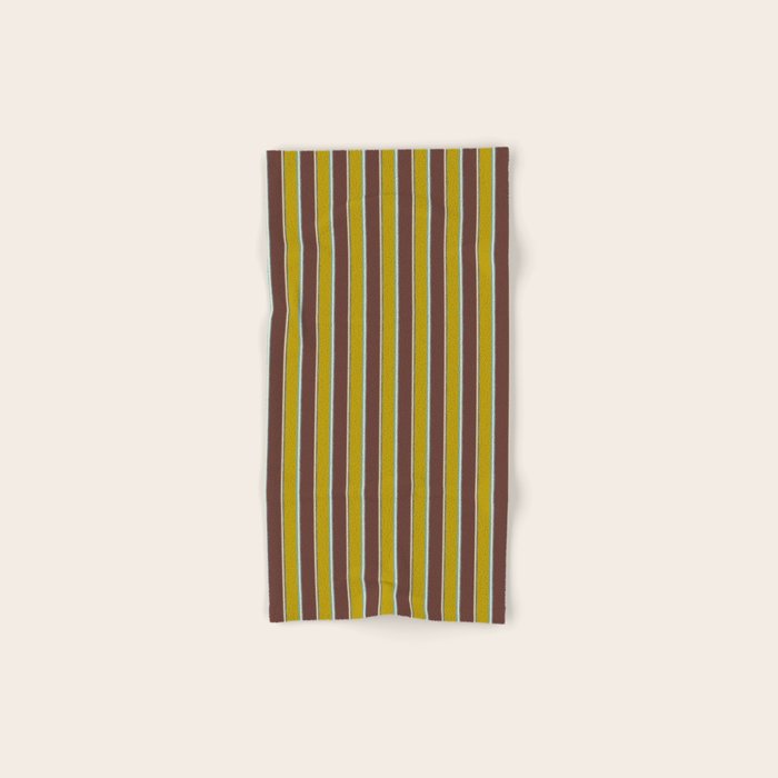 Eclectic Watercolor Paper Stripes Vertical Pattern Chartreuse Brown Blue Cream Bath Towel Gallery Image 1