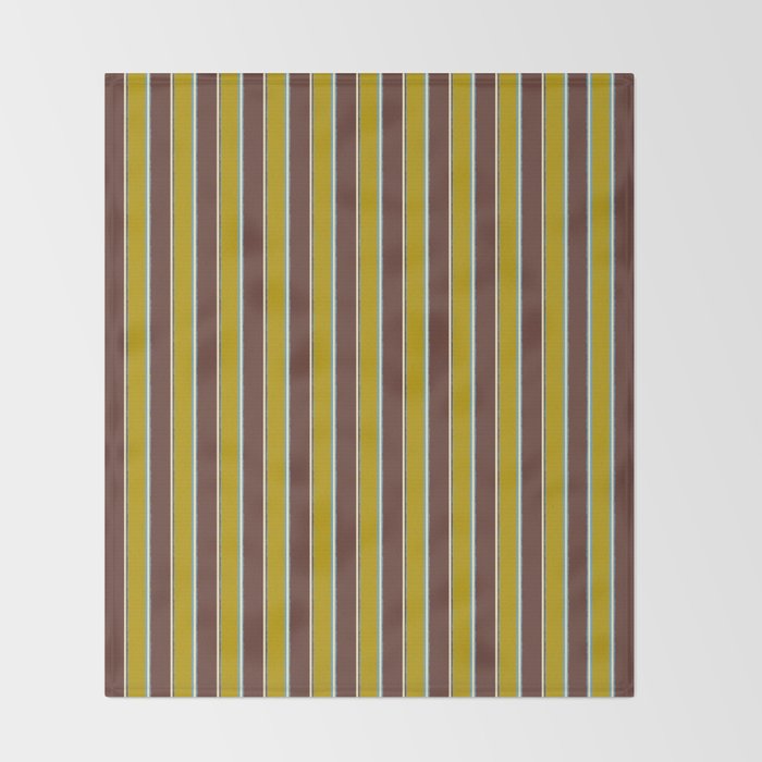 Eclectic Watercolor Paper Stripes Vertical Pattern Chartreuse Brown Blue Cream Throw Blanket Gallery Image 2