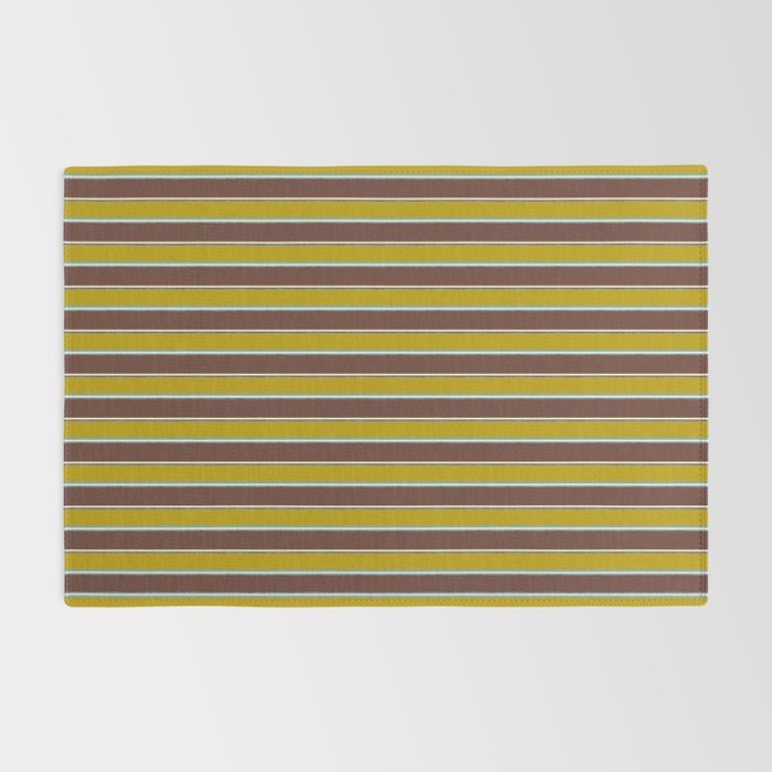 Eclectic Watercolor Paper Stripes Vertical Pattern Chartreuse Brown Blue Cream Rug Gallery Image 2