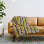 Eclectic Watercolor Paper Stripes Vertical Pattern Chartreuse Brown Blue Cream Throw Blanket Gallery Image 1