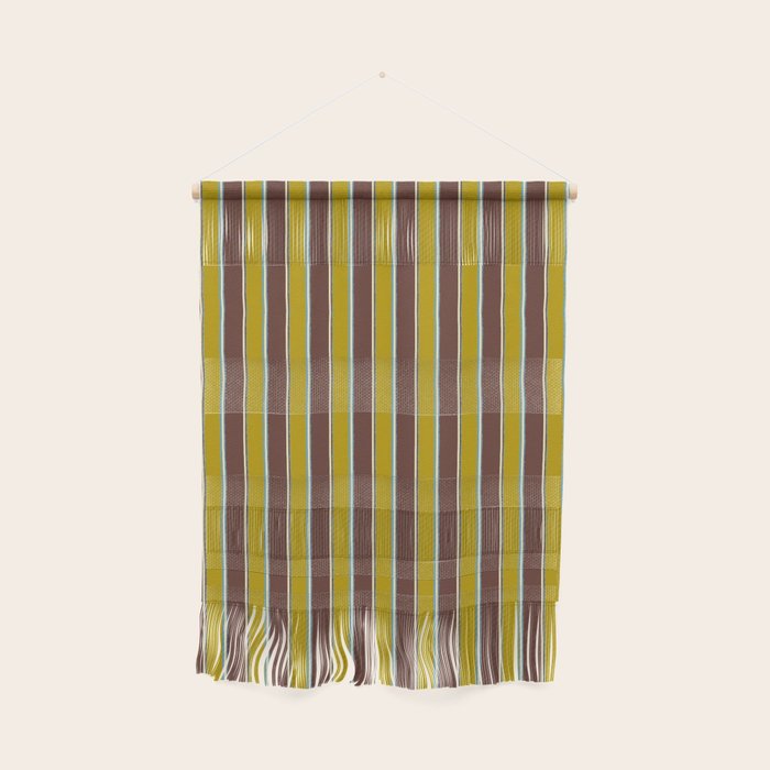 Eclectic Watercolor Paper Stripes Vertical Pattern Chartreuse Brown Blue Cream Wall Hanging Gallery Image 1