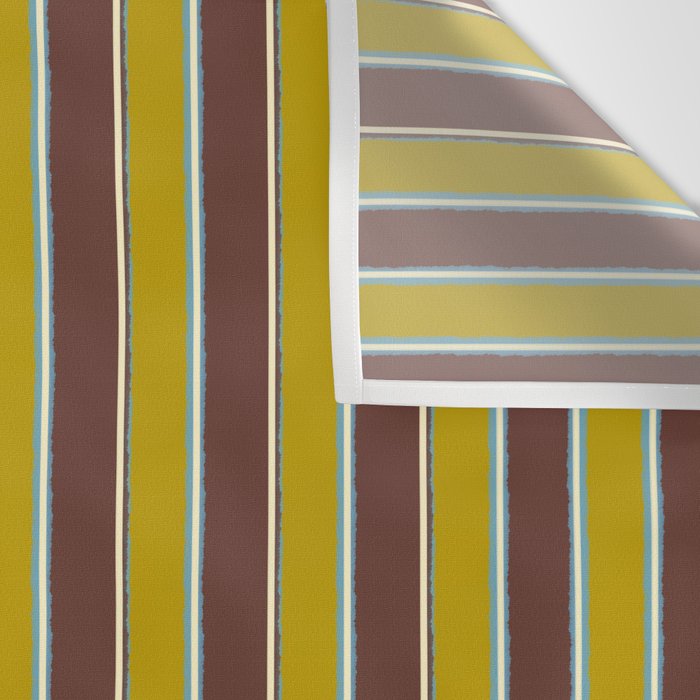 Eclectic Watercolor Paper Stripes Vertical Pattern Chartreuse Brown Blue Cream Wall Tapestry Gallery Image 3