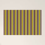 Eclectic Watercolor Paper Stripes Vertical Pattern Chartreuse Brown Blue Cream Welcome Mat Gallery Image 1