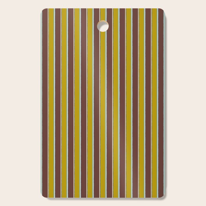 Eclectic Watercolor Paper Stripes Vertical Pattern Chartreuse Brown Blue Cream Cutting Board Gallery Image 1