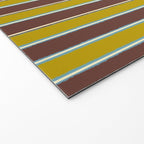 Eclectic Watercolor Paper Stripes Vertical Pattern Chartreuse Brown Blue Cream Welcome Mat Gallery Image 2