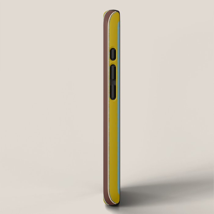 Eclectic Watercolor Paper Stripes Vertical Pattern Chartreuse Brown Blue Cream iPhone Case Gallery Image 2