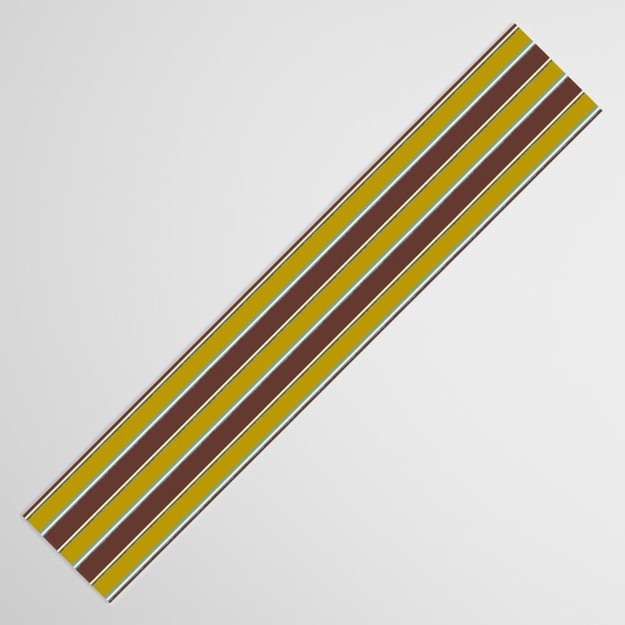 Eclectic Watercolor Paper Stripes Vertical Pattern Chartreuse Brown Blue Cream Table Runner Gallery Image 3