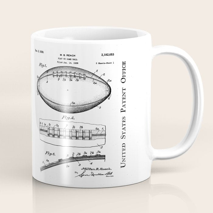 Football Patent - American Football Art - Black Chalkboard Coffee Mug Gallery Image 1