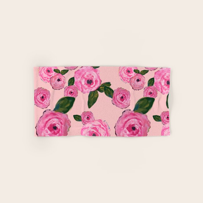 Pink Peonies on Blush Bath Towel Gallery Image 1