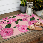 Pink Peonies on Blush Outdoor Rug Gallery Image 2