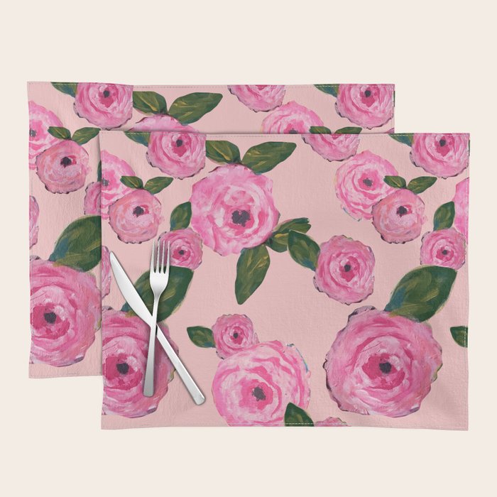 Pink Peonies on Blush Placemat Gallery Image 1