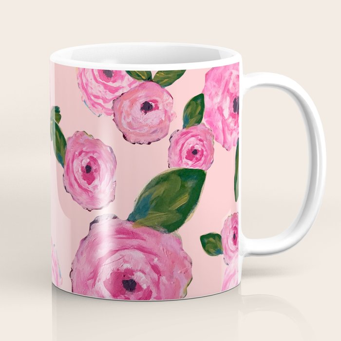 Pink Peonies on Blush Coffee Mug Gallery Image 1