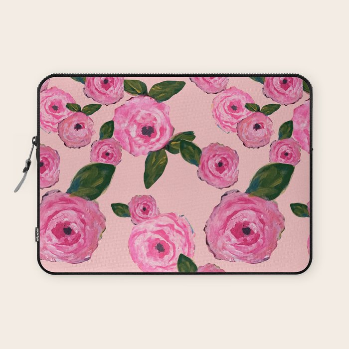 Pink Peonies on Blush Laptop Sleeve Gallery Image 1
