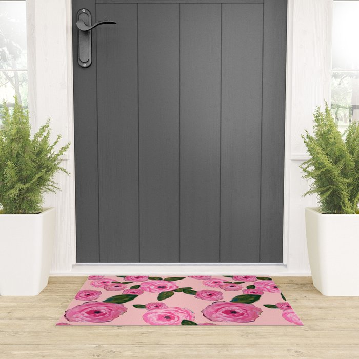 Pink Peonies on Blush Welcome Mat Gallery Image 3