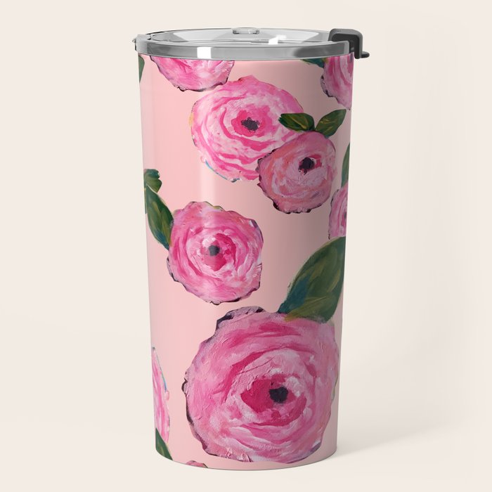 Pink Peonies on Blush Travel Mug Gallery Image 2