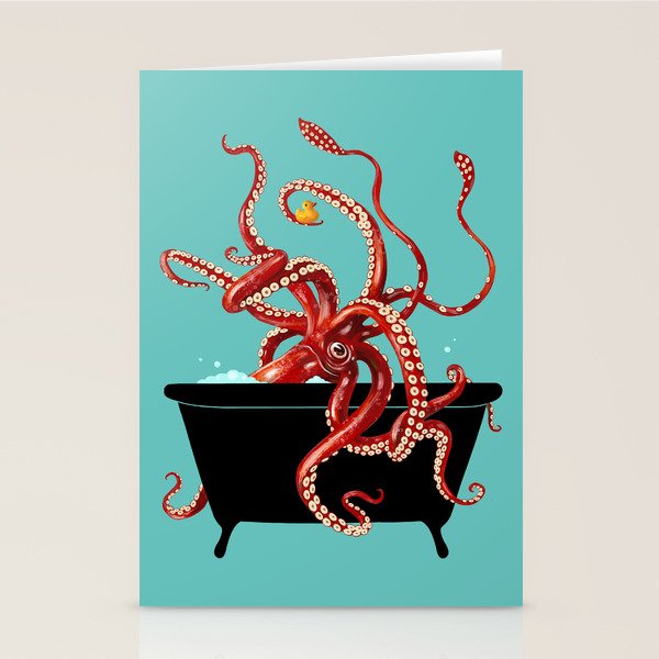 Giant Squid in Bathtub Stationery Card Gallery Image 2