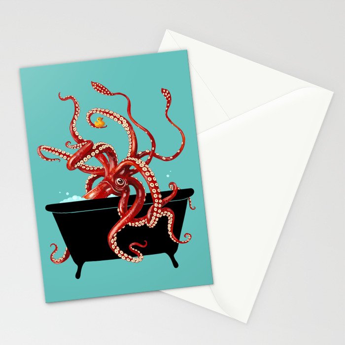 Giant Squid in Bathtub Stationery Card Gallery Image 2