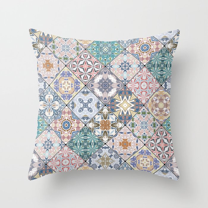 Mediterranean Decorative Tile Print XVI Throw Pillow Gallery Image 6