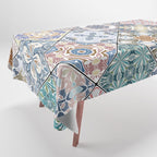 Mediterranean Decorative Tile Print XVI Tablecloth Gallery Image 1