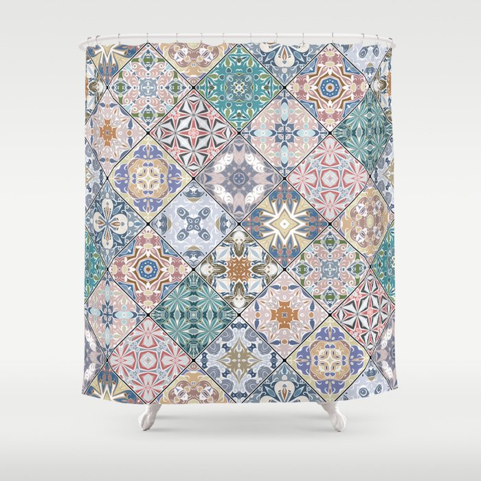 Mediterranean Decorative Tile Print XVI Shower Curtain Gallery Image 1