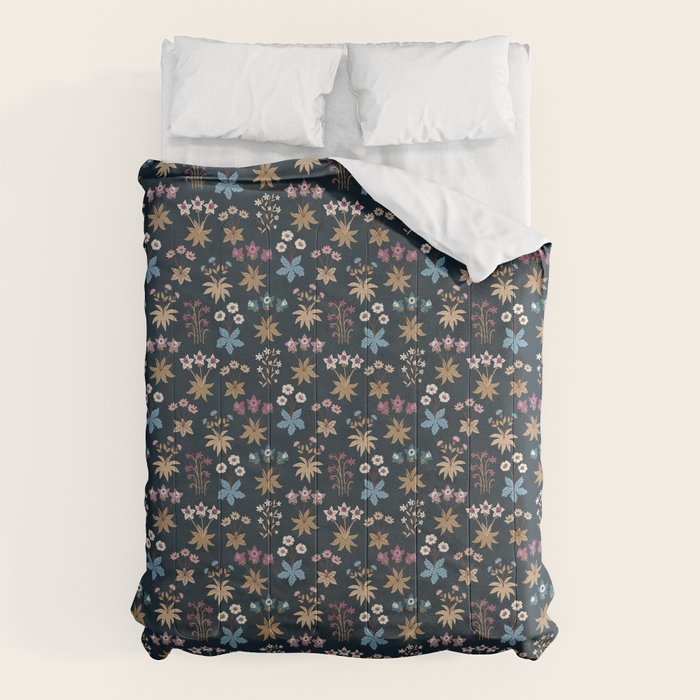 Romantic Botanica - Tapestry Bouquet in Navy Comforter Gallery Image 6