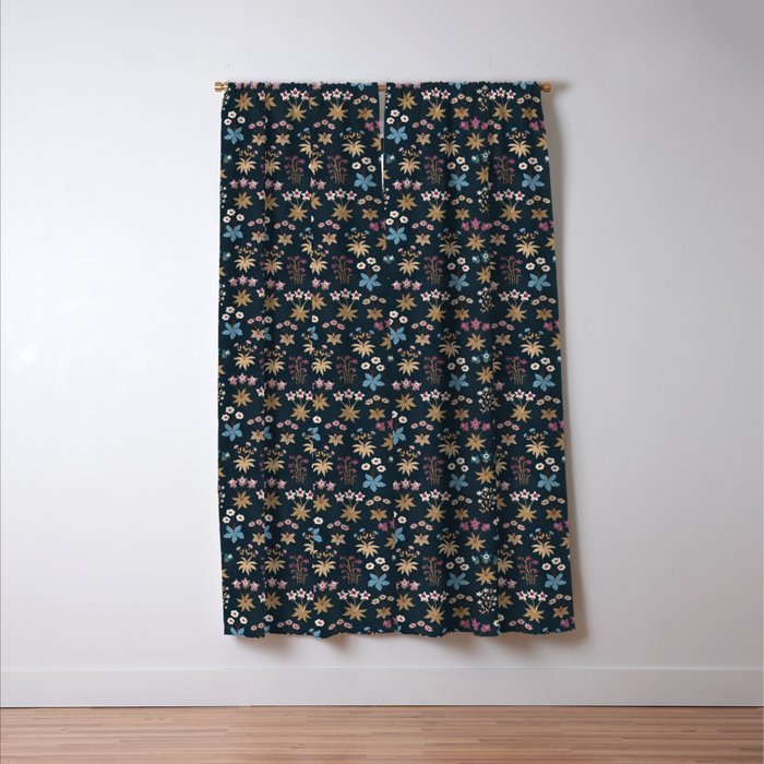 Romantic Botanica - Tapestry Bouquet in Navy Window Curtain Gallery Image 3