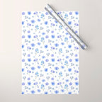 Elegant blush blue yellow watercolor floral pattern Wrapping Paper Gallery Image 1