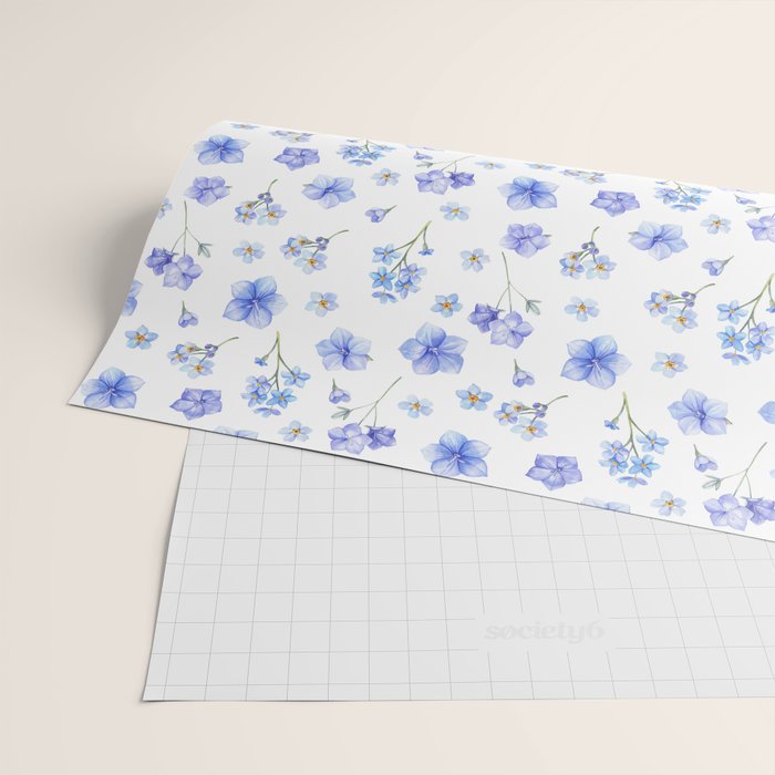 Elegant blush blue yellow watercolor floral pattern Wrapping Paper Gallery Image 2