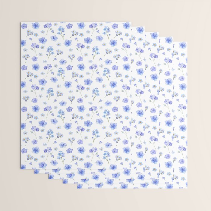 Elegant blush blue yellow watercolor floral pattern Wrapping Paper Gallery Image 3