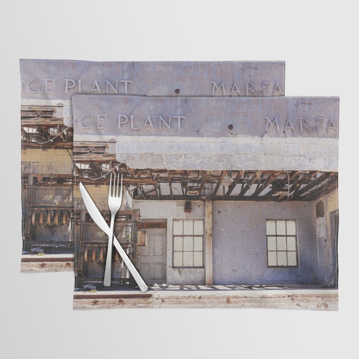 Marfa Texas Ice Plant Abandoned Building Photography Placemat Gallery Image 1