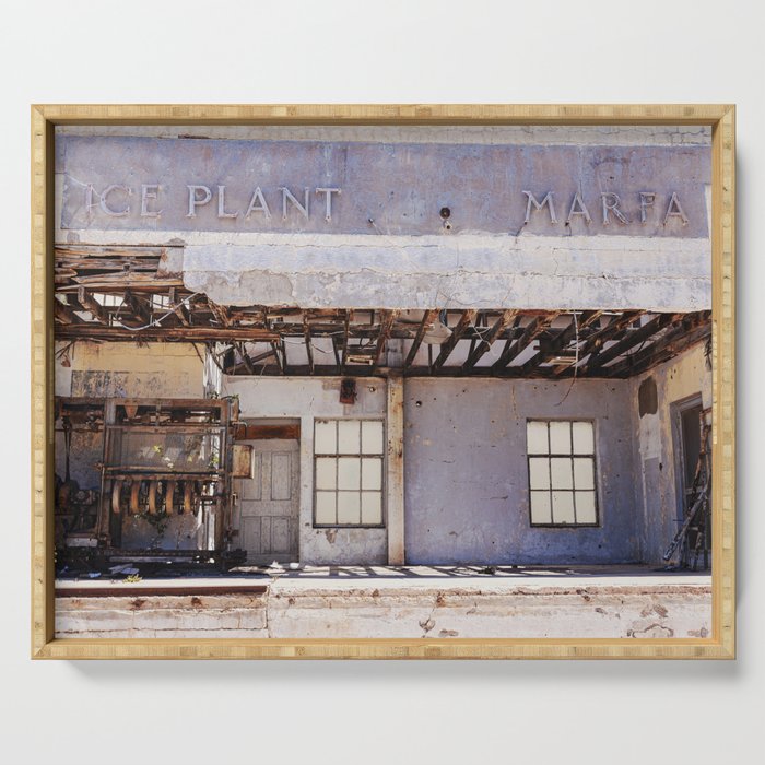 Marfa Texas Ice Plant Abandoned Building Photography Serving Tray Gallery Image 1