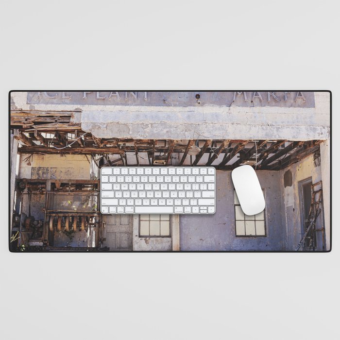 Marfa Texas Ice Plant Abandoned Building Photography Desk Mat Gallery Image 1
