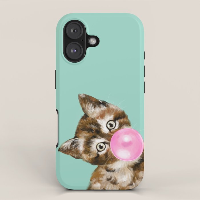 Bubble Gum Baby Cat in Green iPhone Case Gallery Image 1