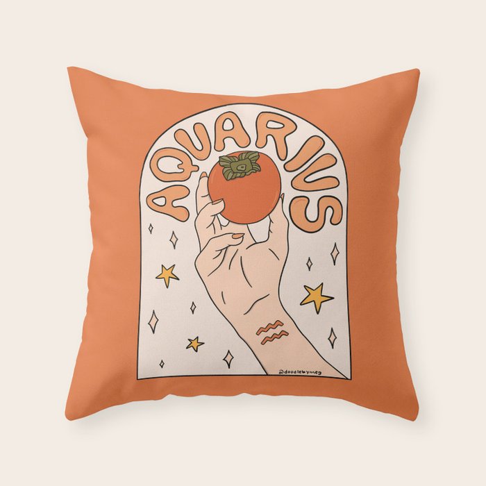 Aquarius Persimmon Throw Pillow Gallery Image 6