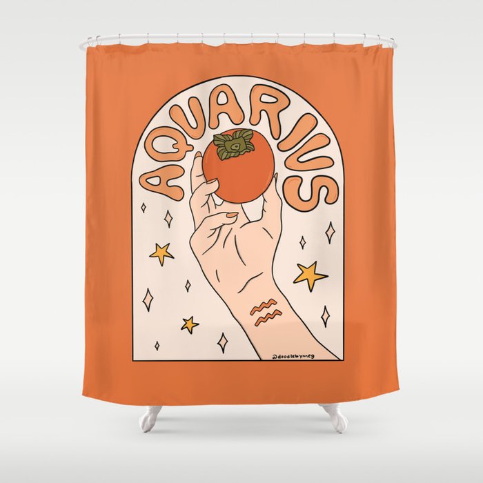Aquarius Persimmon Shower Curtain Gallery Image 1