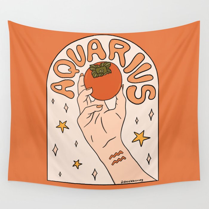 Aquarius Persimmon Wall Tapestry Gallery Image 1