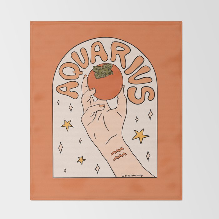 Aquarius Persimmon Throw Blanket Gallery Image 2