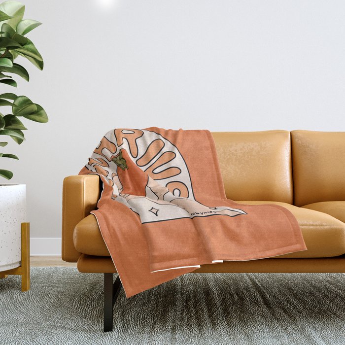 Aquarius Persimmon Throw Blanket Gallery Image 1