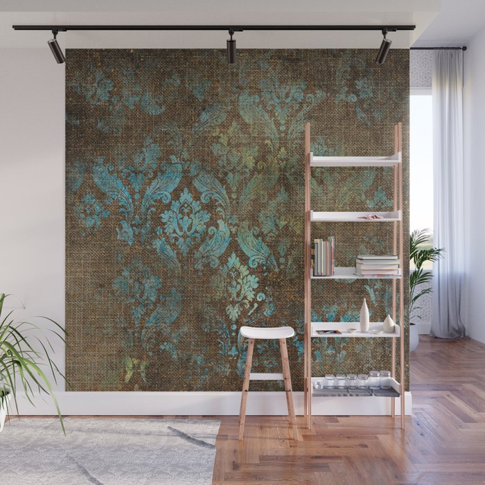 Aged Damask Texture 4 Wall Mural Gallery Image 1