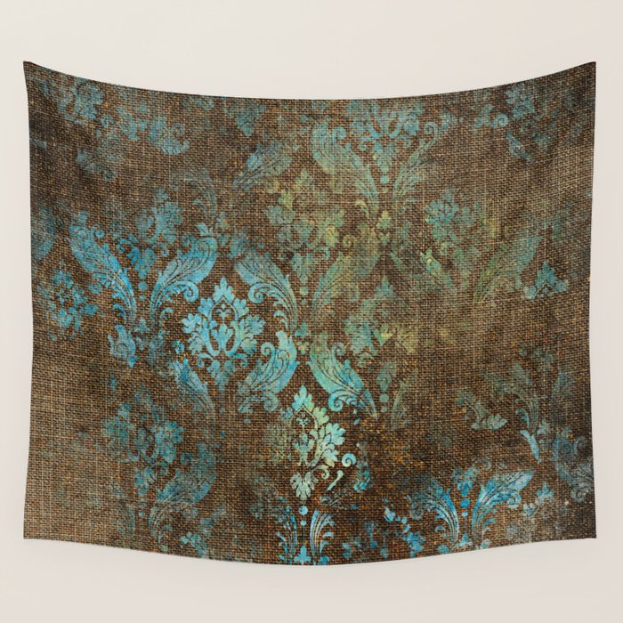 Aged Damask Texture 4 Wall Tapestry Gallery Image 4