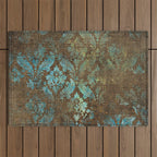 Aged Damask Texture 4 Outdoor Rug Gallery Image 1