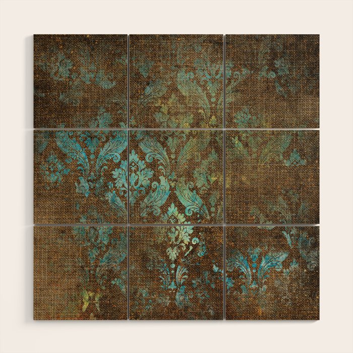 Aged Damask Texture 4 Wood Wall Art Gallery Image 1