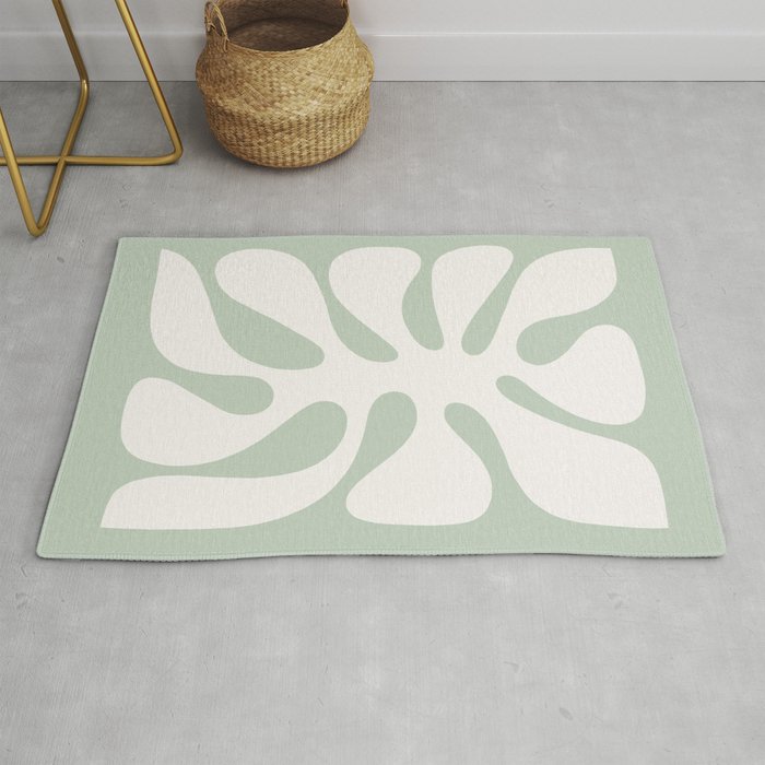 Minimal Abstract Matisse Monstera Pastel Sage Green 2/2 Rug Gallery Image 1