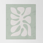 Minimal Abstract Matisse Monstera Pastel Sage Green 2/2 Throw Blanket Gallery Image 2