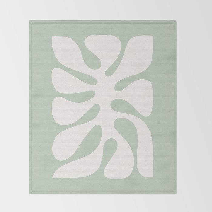 Minimal Abstract Matisse Monstera Pastel Sage Green 2/2 Throw Blanket Gallery Image 2