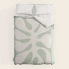 Minimal Abstract Matisse Monstera Pastel Sage Green 2/2 Comforter Gallery Image 6