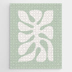 Minimal Abstract Matisse Monstera Pastel Sage Green 2/2 Jigsaw Puzzle Gallery Image 1