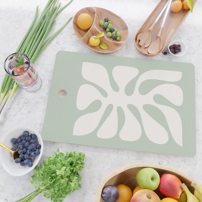 Minimal Abstract Matisse Monstera Pastel Sage Green 2/2 Cutting Board Gallery Image 2