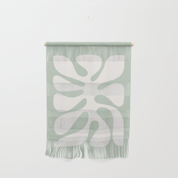 Minimal Abstract Matisse Monstera Pastel Sage Green 2/2 Wall Hanging Gallery Image 1
